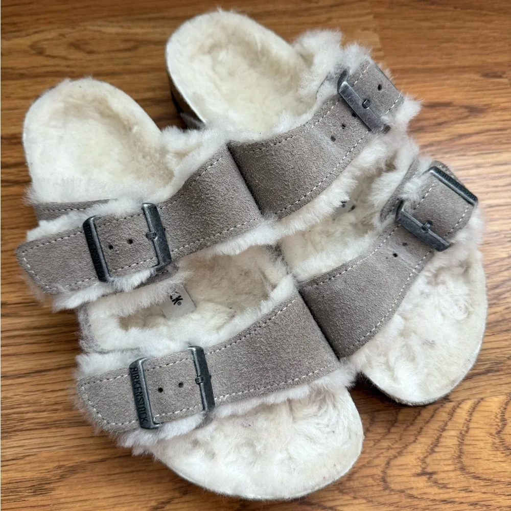 Birkenstock Arizona genuine shearling slide sandals with fur lining NEW Size 36 - Picture 3 of 4